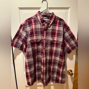Short sleeve plaid button down shirt